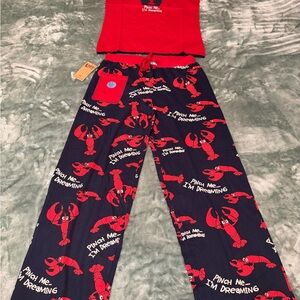 Lazy One Red and Black Lobster Pajama Set ladies size medium new